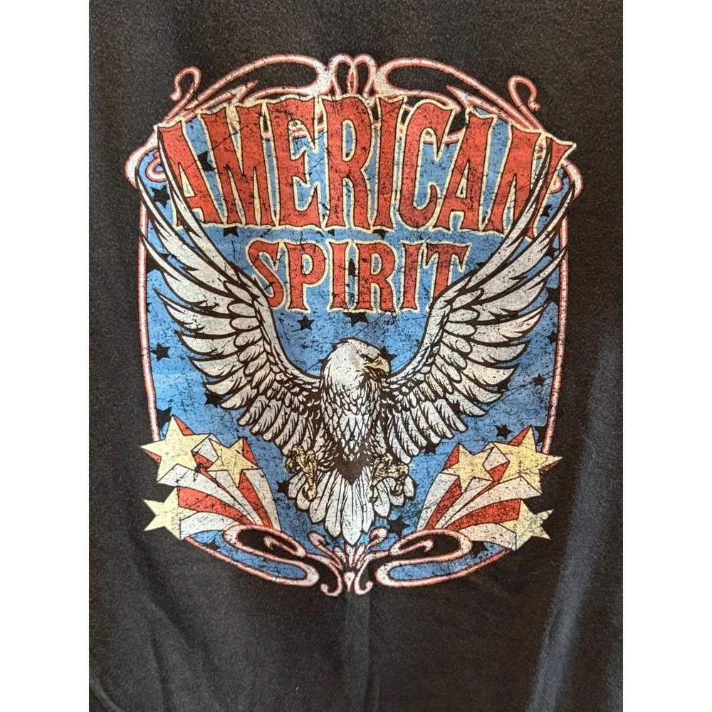 Refined Canvas American Spirit Eagle Graphic Tee Charcoal Gray Distressed Large - Picture 4 of 6